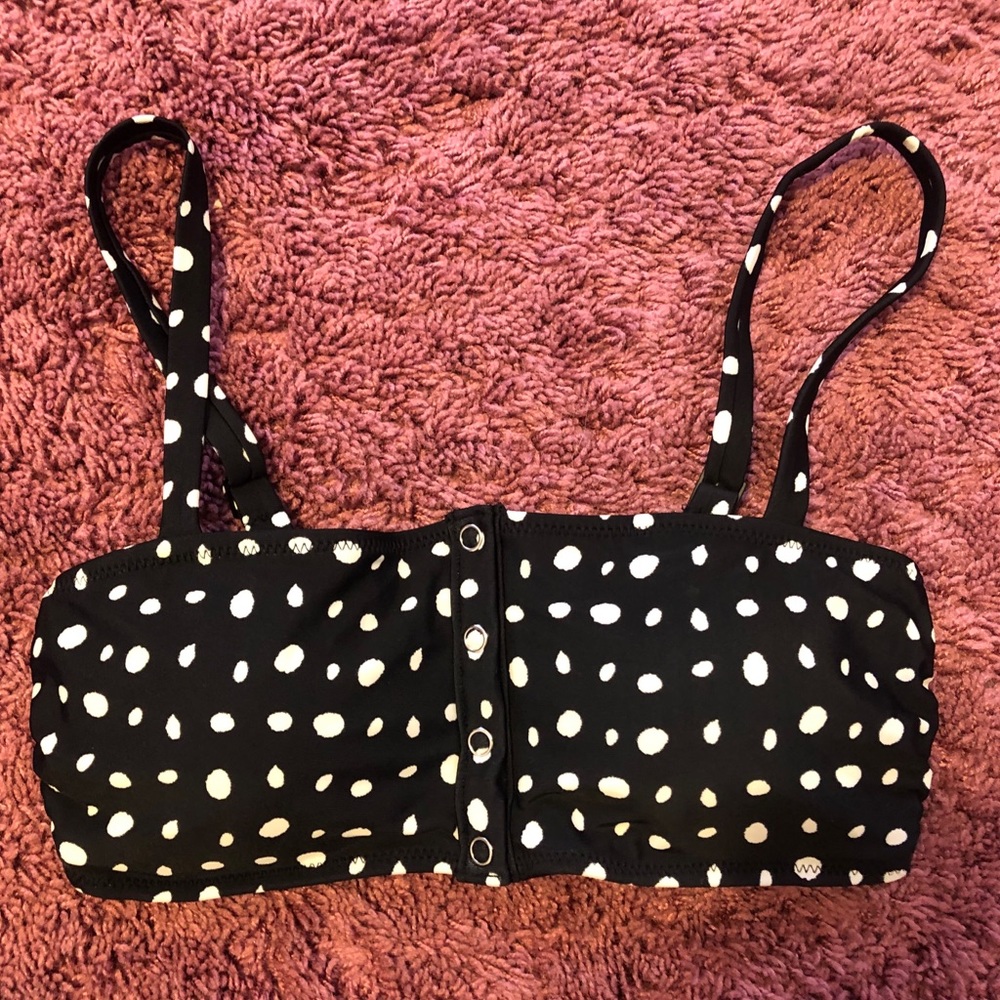 Black and White Printed Snap Front Bandeau Bikini